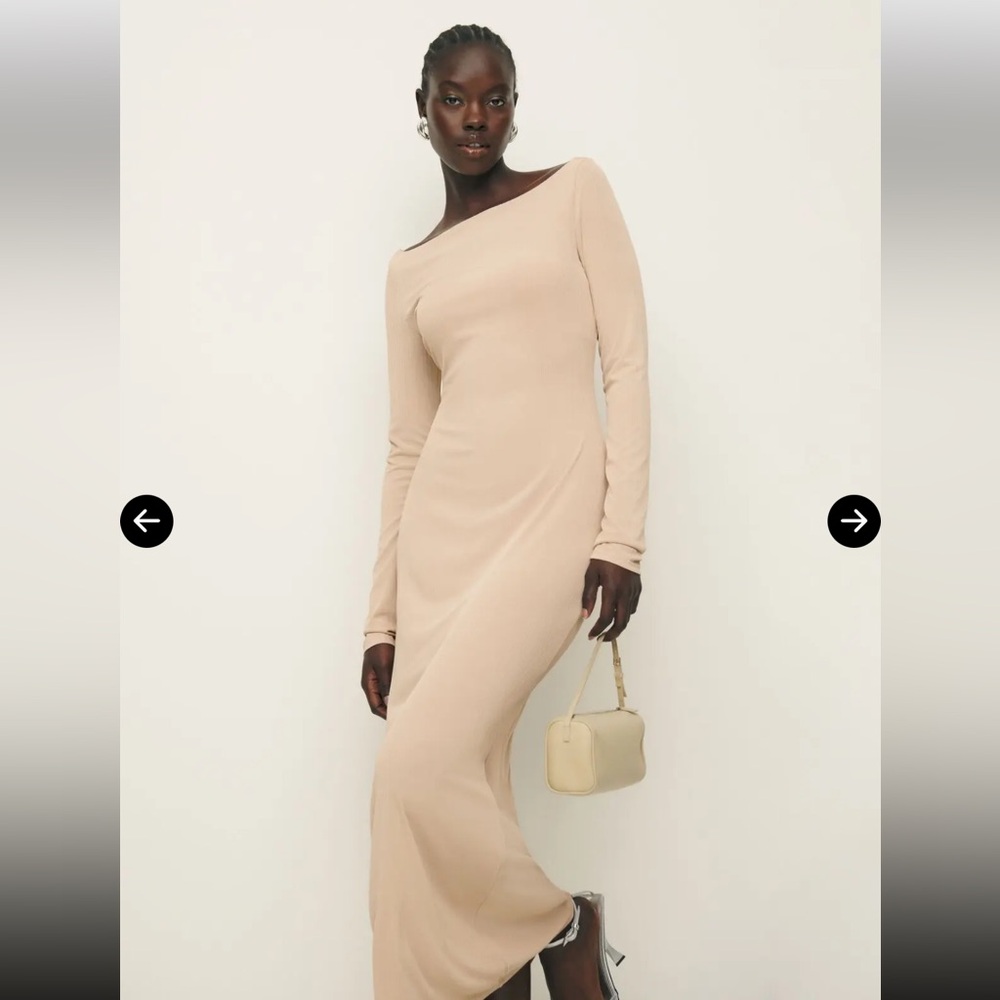 REFORMATION ZOYA MAXI DRESS NUDE XS